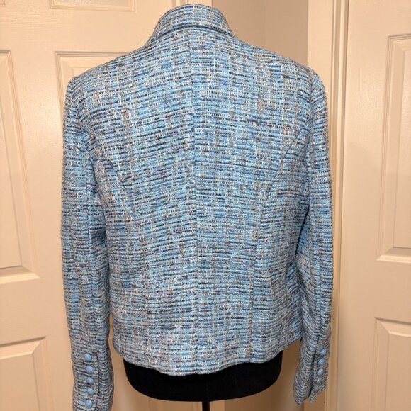 L'Agence Brooke Double Breasted Tweed Blazer in Light Blue Size 6 - Picture 3 of 7
